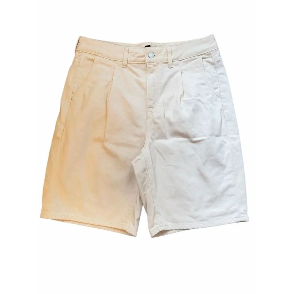 J. Crew Cream Pleated Jean Shorts- Size 28